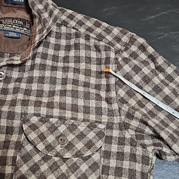 Pendleton Men's Oliver wool brown checkered button up size S flannel casual - Picture 9 of 10